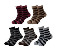 SLEEKEE 5 Pares de Calcetines a Rayas para Hombre, Mullidos, Cómodos para Dormir, Antideslizantes y Cálidos de Invierno