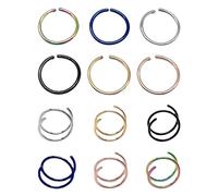 SLEEKEE 6 anillos de nariz de doble aro y 6 aros de nariz de aro individual, anillos de nariz en espiral, anillos para la nariz, anillos de nariz dorados, adecuados para hombres y mujeres (6 colores),