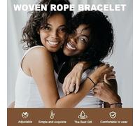 SLEEKEE 6 Cuerdas De Mano Simples De Un Par, Cuerdas Tejidas A Mano Ajustables, Pulseras De Amistad Felices, Adecuadas para Hombres Y Mujeres.