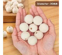 SLEEKEE 60 Bolas De Madera Perforadas, Cuentas De Madera Natural, Accesorios De Joyería Hechos A Mano, Adecuados para Pulseras Y Collares.