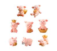 SLEEKEE 8 Adornos De Cerdo, Adornos En Miniatura De Figura De Cerdo De La Suerte, Adornos De Resina #1, Lindas Decoraciones De Dibujos Animados En Miniatura, Adornos De Escritorio para Manualidades