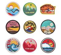 SLEEKEE 9 Piezas De Parches De Paisaje, Parches Redondos, Parches Bordados, Adecuados para Jeans, Chaquetas, Sombreros, Mochilas