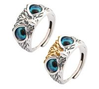 SLEEKEE Anillos De Búho De 2 Piezas, Anillos Vintage, Anillos De Elementos Animales, Anillos Ajustables, Pegatinas Creativas