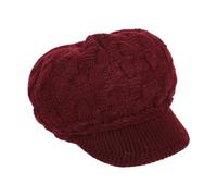 SLEEKEE Boina de Punto y Gorro Urinario de Terciopelo Sin Ala - Trenzado, Cálido Para Invierno, Adecuado Para Compras y Fiestas (Rojo Oscuro)