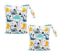 SLEEKEE Bolsa de Almacenamiento de Pañales Impermeable con Dinosaurios - 2 Piezas Ecológica On-The-Go con Cremallera