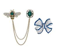 SLEEKEE Broche De Diamantes De Imitación Vintage De 2 Piezas, Broche De Borla De Abeja, Broche De Lazo De Moda, Alfiler De Vestido Elee, Alfiler De Solapa con Borla, Adecuado para Niñas Y Mujeres