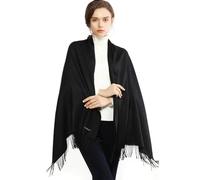 SLEEKEE Bufanda y Chal De Cachemira Negra Para Mujer, Suave y De Punto (70 * 200 Cm)