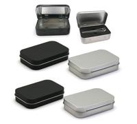 SLEEKEE Caja De Almacenamiento De Metal De 4 Piezas con Tapa, Mini Caja De Almacenamiento De Escritura, Caja De Almacenamiento De Piezas Pequeñas, Caja Rectangular De Hierro Multiusos