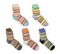 SLEEKEE - Calcetines de senderismo térmico para mujer, 5 pares de algodón, transpirable, calor grueso, tejido para invierno, multicolor, Talla única
