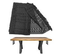 SLEEKEE Camino De Mesa De Lino De Algodón Negro De 1 Pieza, Camino De Mesa De Borla Tejida, Camino De Mesa Simple, Decoración De Mesa, Camino De Mesa De Estilo Boho