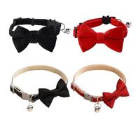 SLEEKEE Collar De Campana con Lazo De 4 Piezas, Collar para Mascotas, Collar Ajustable, Accesorios De Vendaje para Mascotas, Lindo Collar para Gatos