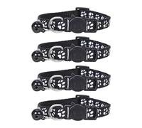 SLEEKEE Collares De Gato Negro De 4 Piezas, Colocación De Mascotas A La Moda, Hebilla Ajustable, Diseño Reflectante, Adecuado para Vestidos De Gato, Fotografía De Mascotas.
