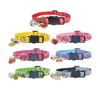 SLEEKEE Collares para Gatos De 7 Piezas, Collares con Elementos Frutales, Cascabeles, Collares Ajustables, Suministros para Mascotas