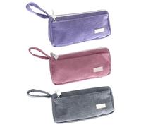 SLEEKEE estuche para bolígrafos de terciopelo acanalado, 3 piezas, estuche retro, de gran capacidad, simple y lindo