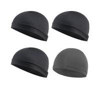 SLEEKEE Gorro deportivo suave de 4 piezas, capucha elástica, capucha resistente al viento, gorro de bicicleta, gorro de verano, gorro de bicicleta y moto, sombrero (negro, gris oscuro)