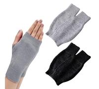SLEEKEE - Guantes de cachemira sin dedos (2 pares de guantes cálidos para invierno, color negro y gris claro, negro, gris claro, Talla única
