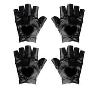 SLEEKEE Juego de 2 pares de guantes negros sin dedos, guantes de cuero sin dedos para mujer, accesorios de cosplay, guantes de motorista punk, guantes de cuero para rock y hip hop, Negro , Talla