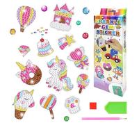 SLEEKEE Juego de 23 pegatinas de diamantes 5D de dibujos animados, kit de incrustaciones de diamantes para niños, pegatinas de diamantes de imitación, pegatinas de diamantes de imitación