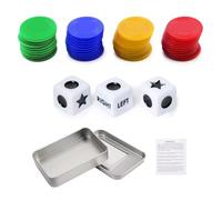 SLEEKEE Juego De Dados De 1 Caja, Juego De Dados LRC Portátil, Juego De Dados De Juguete Interactivo, Juego De Dados De Juego De Fichas De 4 Colores para La Escuela, 40 Fichas De Colores