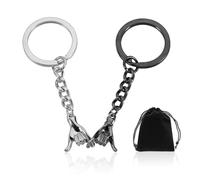 SLEEKEE Llaveros para Pareja - Regalo de San Valentín, Amigo o Mejor Amigo - Mano en Mano - Negro/Plateado - Talla Única