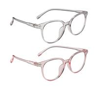 SLEEKEE Pack De 2 Gafas Redondas, Gafas Infantiles, Gafas Anti Luz Azul, Gafas De Diseño Sencillo, Gafas De Moda