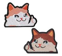 SLEEKEE Parches Bordados De Gatos De 2 Piezas, Parches para Decoración De Ropa, Materiales De Reparación De Ropa, Lindos Parches De Dibujos Animados, Accesorios De Costura