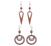 SLEEKEE Pendientes De Madera Vintage Geométricos Boho De Mujer - 2 Pares
