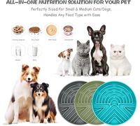 SLEEKEE Plato De Comida Lenta para Gatos De Silicona De 1 Pieza, Raspador De Crema De 3 Piezas, Tapete para Comer Mascotas Anti Asfixia, Herramienta para Comer Mascotas.