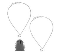 SLEEKEE Set de 2 Collares de Amor con Bolsa de Terciopelo Gris, Colgante de Corazón Hueco en Plata, Acero Inoxidable para Mujer