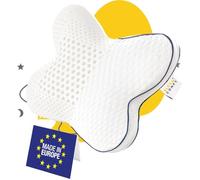 SLEEP COMFY Premium Cojín de mariposa, Dolor de cuello, ortopédico de espuma viscoelástica con certificado Oeko-Tex cojín de salud, apnea del sueño, almohada para dormir de lado, almohada para migraña