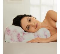 Sleep&Glow Omnia - Cojín antiarrugas de seda premium, antiarrugas, diseñado por ortopedistas, ajuste de altura para espalda y de lado, fabricado en Europa, mármol rosa