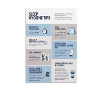 Sleep Hygiene Rules Chart Healthy Bedtime Routine Guide Laminated Poster Canvas Wall-Art for Bedroom Nursery(Framed,12x18inch(30x45cm))