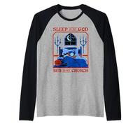 Sleep is My God Sarcastic Retro Vintage Funny Adult Humor Camiseta Manga Raglan