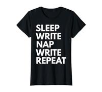 Sleep Nap Write Repeat Lover Escritor Escritura de Autor Camiseta gráfica económica, Mujer, Negro, L