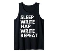 Sleep Nap Write Repeat Lover Escritor Escritura de Autor Camiseta sin Mangas