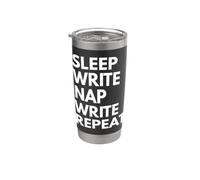 Sleep Nap Write Repeat Lover Escritor Escritura de autor Vaso térmico de acero inoxidable de doble pared
