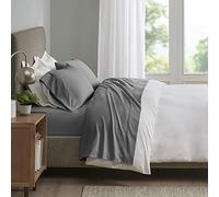 SLEEP PHILOSOPHY Smart Cool SHET20-961 - Juego de sábanas refrescantes de 4 Piezas de Microfibra Que Absorbe la Humedad, Transpirable, hipoalergénica, tamaño matrimonial, Color Gris
