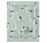 Sleep Philosophy True North by Cozy Flannel Warm 100% Cotton Sheet - Juego de Ropa de Cama con Estampado de Animales y Estrellas, Ultra Suave, para Clima frío, King, Seafoam Llama de 4 Piezas