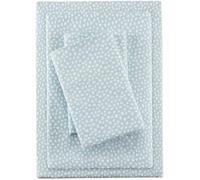 Sleep Philosophy True North - Juego de sábanas de Franela 100% algodón, sábanas ultrasuaves y acogedoras para Clima frío, Estampado de Lunares Aguamarina, 4 Piezas, tamaño matrimonial