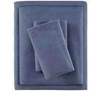 Sleep Philosophy True North - Juego de sábanas de Franela 100% algodón, ultrasuaves, Bonitas y acogedoras para Clima frío, Estampado de Animales, Estrellas, 3 Piezas, tamaño Individual, Azul Liso