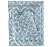 Sleep Philosophy True North - Juego de sábanas de Franela 100% algodón, ultrasuaves, Bonitas y acogedoras para Clima frío, Estampado de Animales, Estrellas, 4 Piezas, tamaño de Matrimonio, Azul Geo