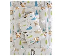 Sleep Philosophy True North - Sábanas de Franela 100% algodón, ultrasuaves, acogedoras para Clima frío, Estampado de Animales, Estrellas, 3 Piezas, tamaño Individual, Animales multibosque