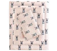 Sleep Philosophy True North - Sábanas de Franela 100% algodón, ultrasuaves, Bonitas, acogedoras para Clima frío, Estampado de Animales, Estrellas, 3 Piezas, tamaño Individual, Bulldog francés Rosa