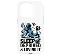 Sleep Prived and Loving It Funny Dog Parent Art Carcasa para iPhone 15 Pro