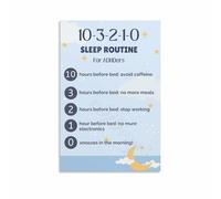 Sleep Routine Poster 10-3-2-1-0 Rule Guide for Restful Nights Bedroom Wall Art Decor(Framed,16x24inch(40x60cm))