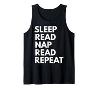 Sleep Siesta Repetir Lectura para Amantes de los Libros Camiseta sin Mangas