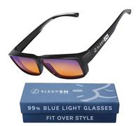 Sleep ZM Blue Light Blocking Glasses for Women + Men - Better Sleep + Anti Eye Strain Protection - Pantallas de ordenador y juegos - Large Black Fit over - Hasta 99.9% Night Amber Lens