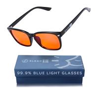 Sleep ZM Gafas de bloqueo de luz azul para mujeres y hombres, mejor sueño, protección antifatiga ocular, pantallas de computadora y juegos, color negro Wayfarer, lente ámbar 99% nocturna, B1 negro