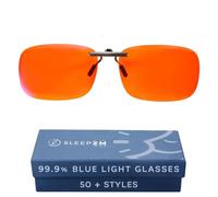 Sleep ZM Gafas de luz azul con clip para computadora, TV, juegos, mejoran el sueño produciendo melatonina naturalmente para mujeres y hombres, Clip de metal A2, lente naranja, Large