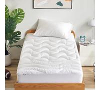 SLEEP ZONE Cubrecolchón refrescante individual para cama individual, almohadilla de colchón acolchada de primera calidad, funda protectora de colchón ajustable, lavable a máquina, bolsillo profundo de